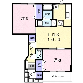アンソレイエミツイ【1階】の間取り