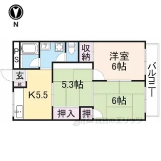 中津ハイツB【1階】の間取り
