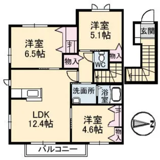 ニューヴァレイ船越 A棟【2階】の間取り