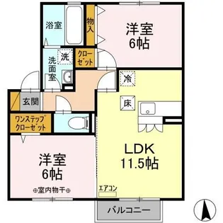 サニーハウス A棟【1階】の間取り