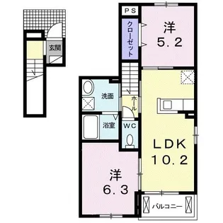 2LDKの間取り画像