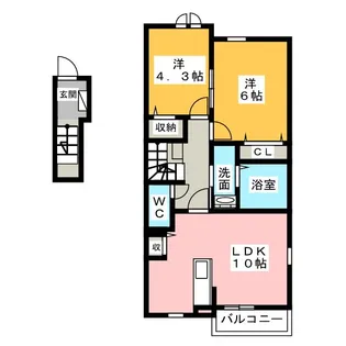 ウッドパークII A【2階】の間取り