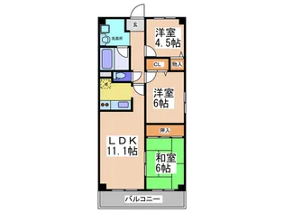 フレーシア布施【3階】の間取り