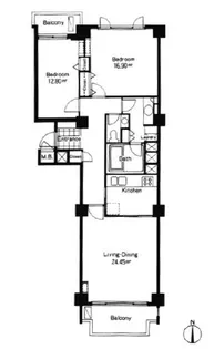 広尾ガーデンヒルズM棟【3階】の間取り
