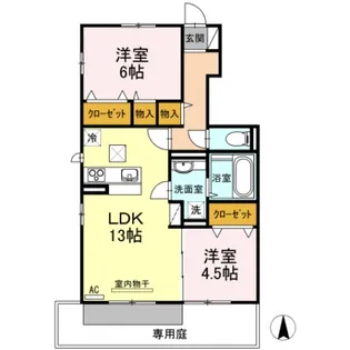 キャトルセゾン D棟【2階】の間取り