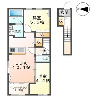 仮)白河中野山アパート【1階】の間取り