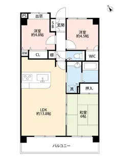 コアマンション九品寺【5階】の間取り