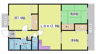 鈴蘭泉台第二ハウス1号棟【6階】の間取り