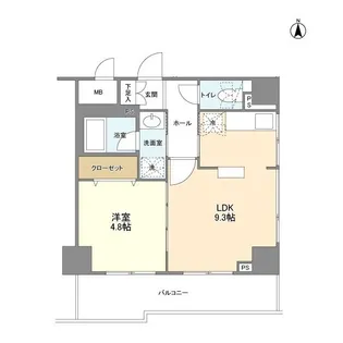 ONE ROOF FLAT TOGOSHI【9階】の間取り