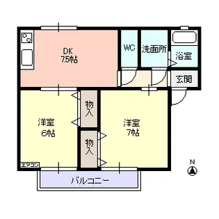コンフォートフラッツA棟【1階】の間取り