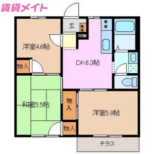 サニーパレス【1階】の間取り