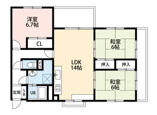 横川パークマンション【3階】の間取り