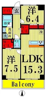 ロイヤルパークスシーサー【6階】の間取り