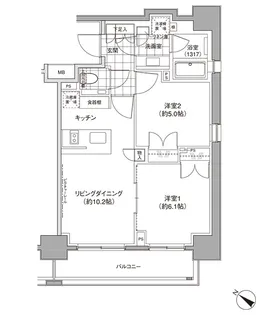 パークハビオ人形町【12階】の間取り