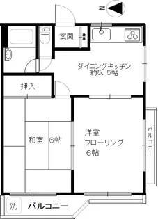 村上コーポ 民泊不可 手無 事務所相談 振分 シェア可【2階】の間取り