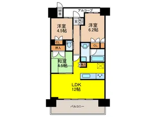 ジオ阪急川西レジデンスマーク【8階】の間取り