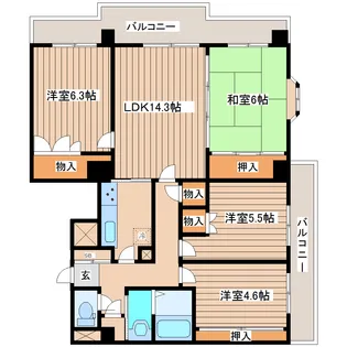 ロイヤルヒルズ台原I【2階】の間取り