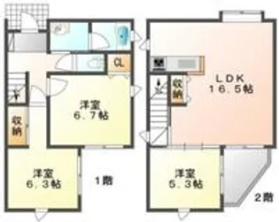 岡山県岡山市北区京橋南町【一戸建】の間取り