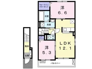 2LDKの間取り画像