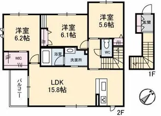 アンソレイユ A棟【2階】の間取り