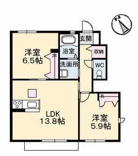 リブラン B棟【1階】の間取り