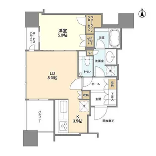 クラッシィタワー淀屋橋【8階】の間取り