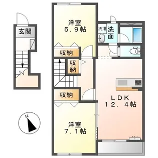 ルミエールウエスト【2階】の間取り