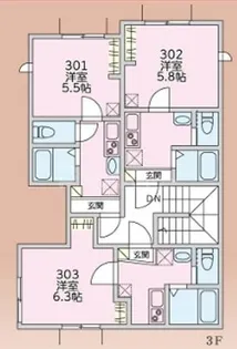 プランドール市川【3階】の間取り