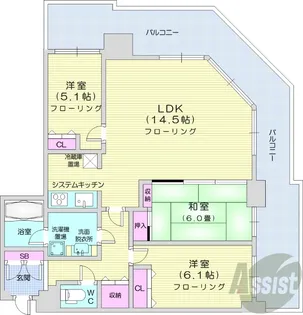 ライオンズマンション札幌スカイタワー【4階】の間取り