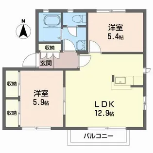 タウニーディアスB【2階】の間取り