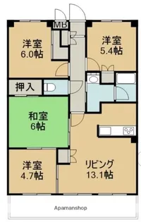 ローズガーデン桜木II【3階】の間取り