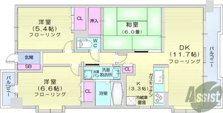 東仙台六番館【3階】の間取り
