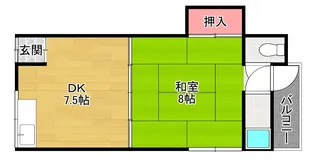 むっちゃんメゾン枚方御殿山【1階】の間取り