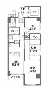 西川口レジデンス【5階】の間取り