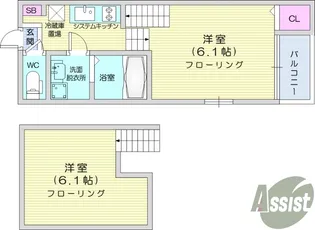 ハーモニーテラス河原町2【2階】の間取り