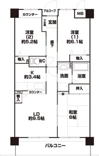 エレガンス寿【1階】の間取り
