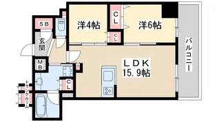 ジオタワー大阪十三【21階】の間取り