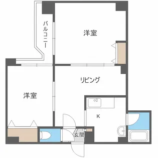 メトロサイドパレス北大前【6階】の間取り