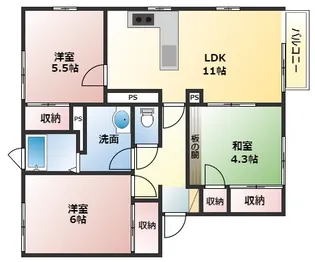 City inn おくの【1階】の間取り