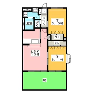 2LDKの間取り画像