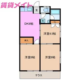 海岸ハイツ【1階】の間取り