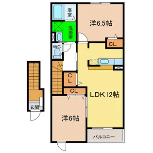 徳島県阿南市向原町下ノ浜【アパート】の間取り