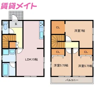 三重県桑名市大字東方【一戸建】の間取り