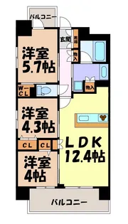 プレサンスロジェ志賀本通テラス【10階】の間取り
