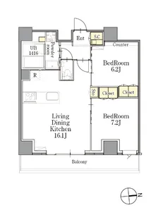 2LDKの間取り画像