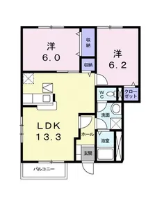 2LDKの間取り画像