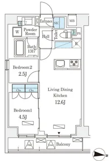 ラティエラ中野新井【4階】の間取り