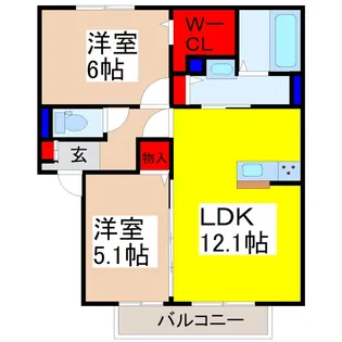 グレース青柳A棟【1階】の間取り