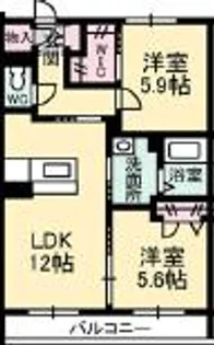 リバージュ中広【1階】の間取り