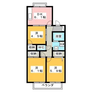 ランディングプレイス A【1階】の間取り